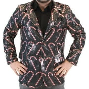 Costume Agent Sequin Candy Cane Black Ugly Christmas Suit Jacket Small-Medium Black