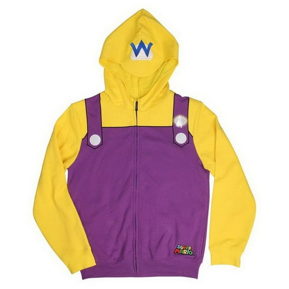 Costume Agent Super Mario Wario Adult Costume Zip Up Hoodie, XS Unisex