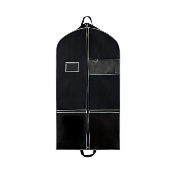 Costume Bags Garment Bag for travel, business trips, with 5 Clear Zipper Pockets and Handles, Closet Storage Black