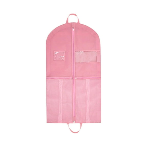 Costume Bags Garment Bag for travel, business trips, with 5 Clear Zipper Pockets and Handles, Closet Storage Pink
