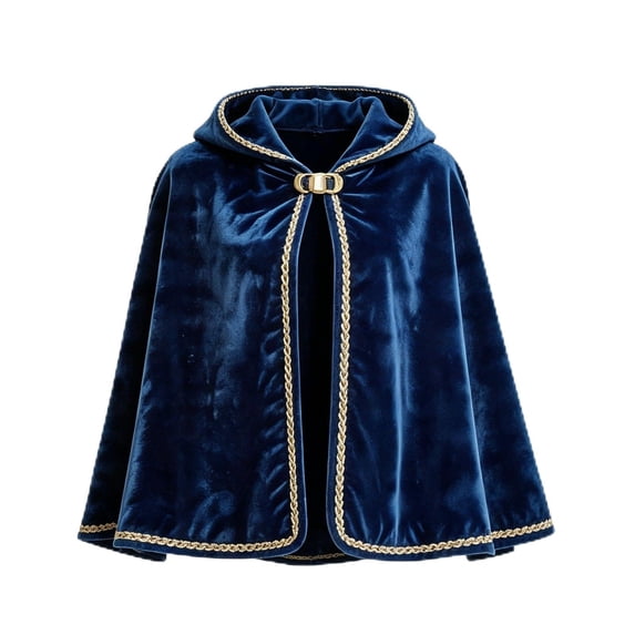Costume Cape Short, Hooded Velvet Cloak, Velvet Short Cape, Halloween Cape, Women Medieval Renaissance Hooded Cape Women Velvet Short Lace Cloak Victorian Halloween Witch Cosplay, Blue One Size