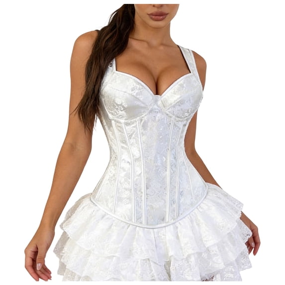 Costume Corset Tops for Women, Bustier Shapewear Lingerie,Lace Tied Renaissance Overbust Corset Push Up Bodysuit