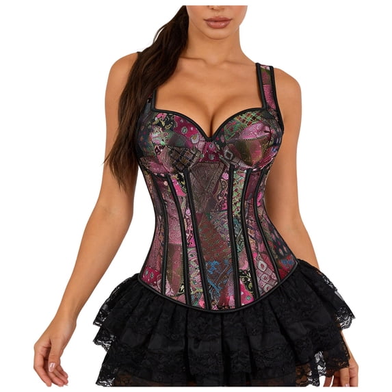 Costume Corset Tops for Women, Bustier Shapewear Lingerie,Lace Tied Renaissance Overbust Corset Push Up Bodysuit