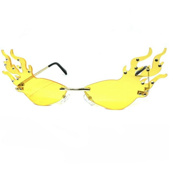 Costume Cosplay Masquerade Halloween Disco Party Gold Flame Sunglasses