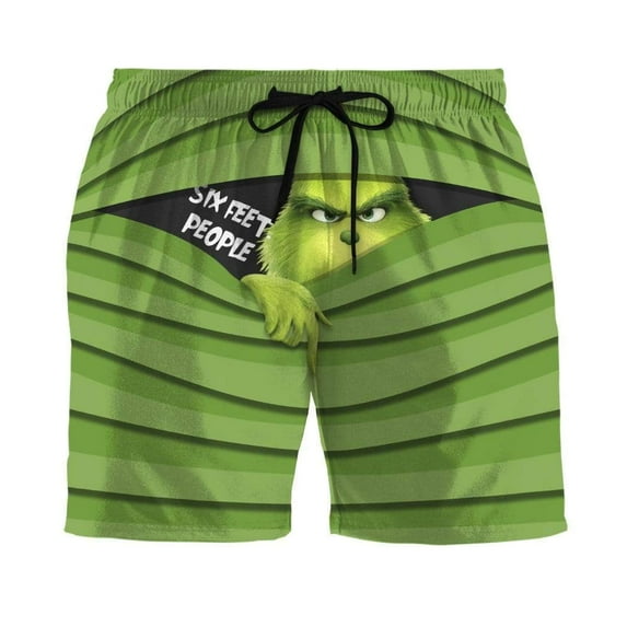 Costume Cosplay Pattern 3D Six Feet People Grinch Custom Beach Shorts Swim Trunk