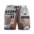 thumbnail image 1 of Costume Cosplay Pattern 3D Stop Staring At My Dog Custom Beach Shorts Swim Trunks, 1 of 7