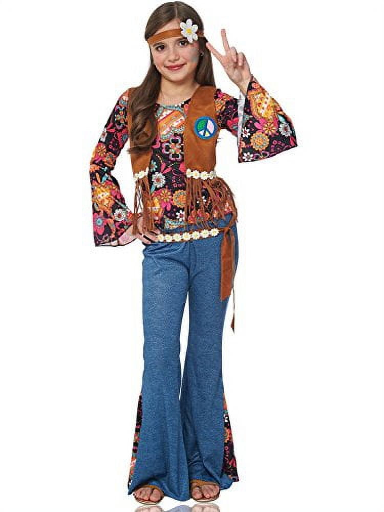 Franco Peace Out Girls Hippie 70s Flower Girl's Halloween Fancy
