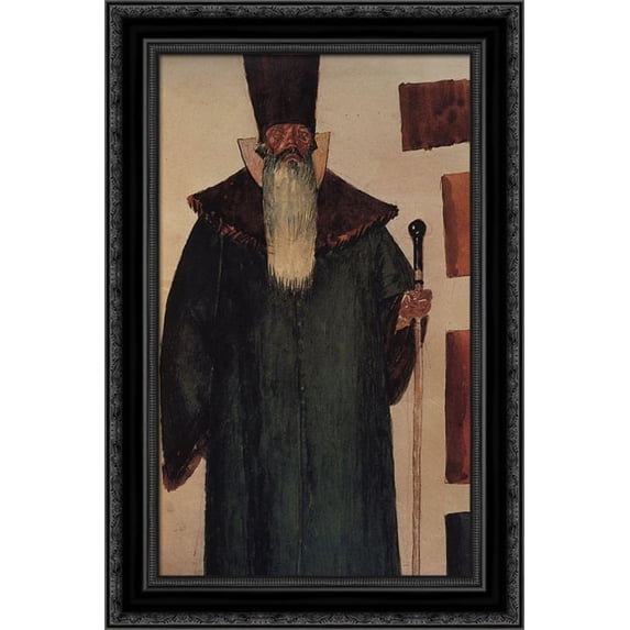Costume Design Boyar to the tragedy of Pushkin's Boris Godunov 18x24 Black Ornate Wood Framed Canvas Art by Petrov Vodkin, Kuzma