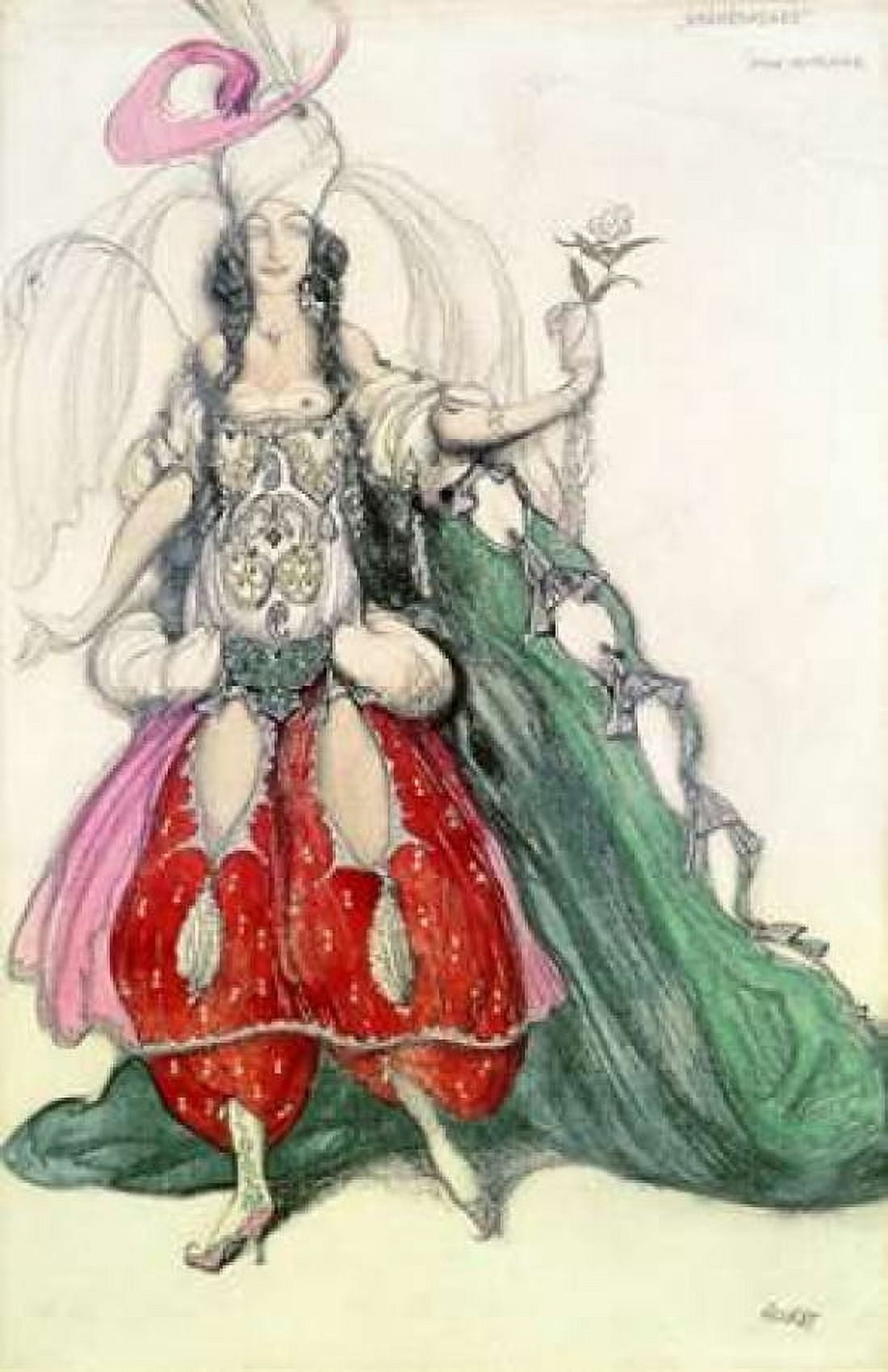 Costume Design For Scheherazade Canvas Art - Leon Bakst (12 x 18)