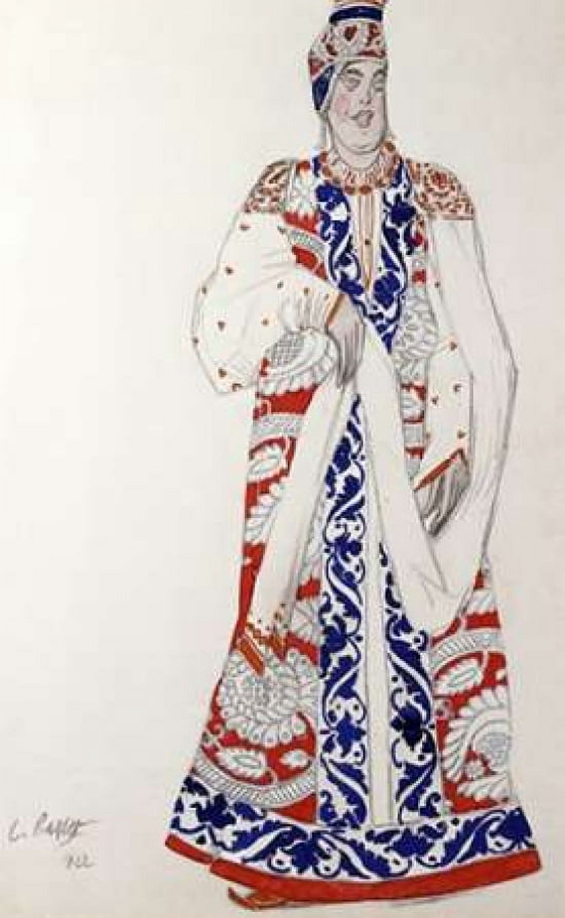 Costume Design For The Production Moskwa Canvas Art - Leon Bakst (12 x 18)