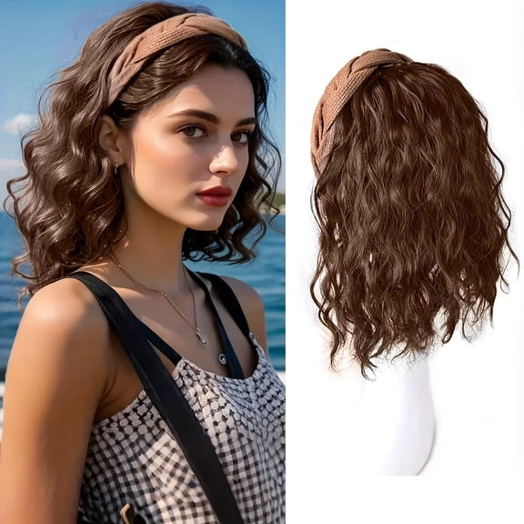 Costume Fake Hair Band One Water Ripple Half Set Synthetic Wig Light Breathable Roll Hair Patch Suitable for Daily Wear, Costume Wigs, Wigs for Cosplay, Wigs for Halloween