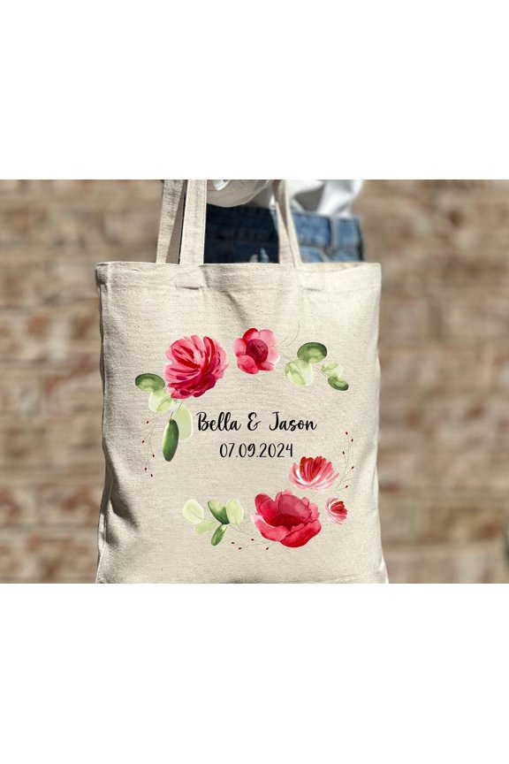 Costume Floral Tote Bag,Personalized Bachelorette Gift Tote,Wedding Gift Tote Bag,Bridesma