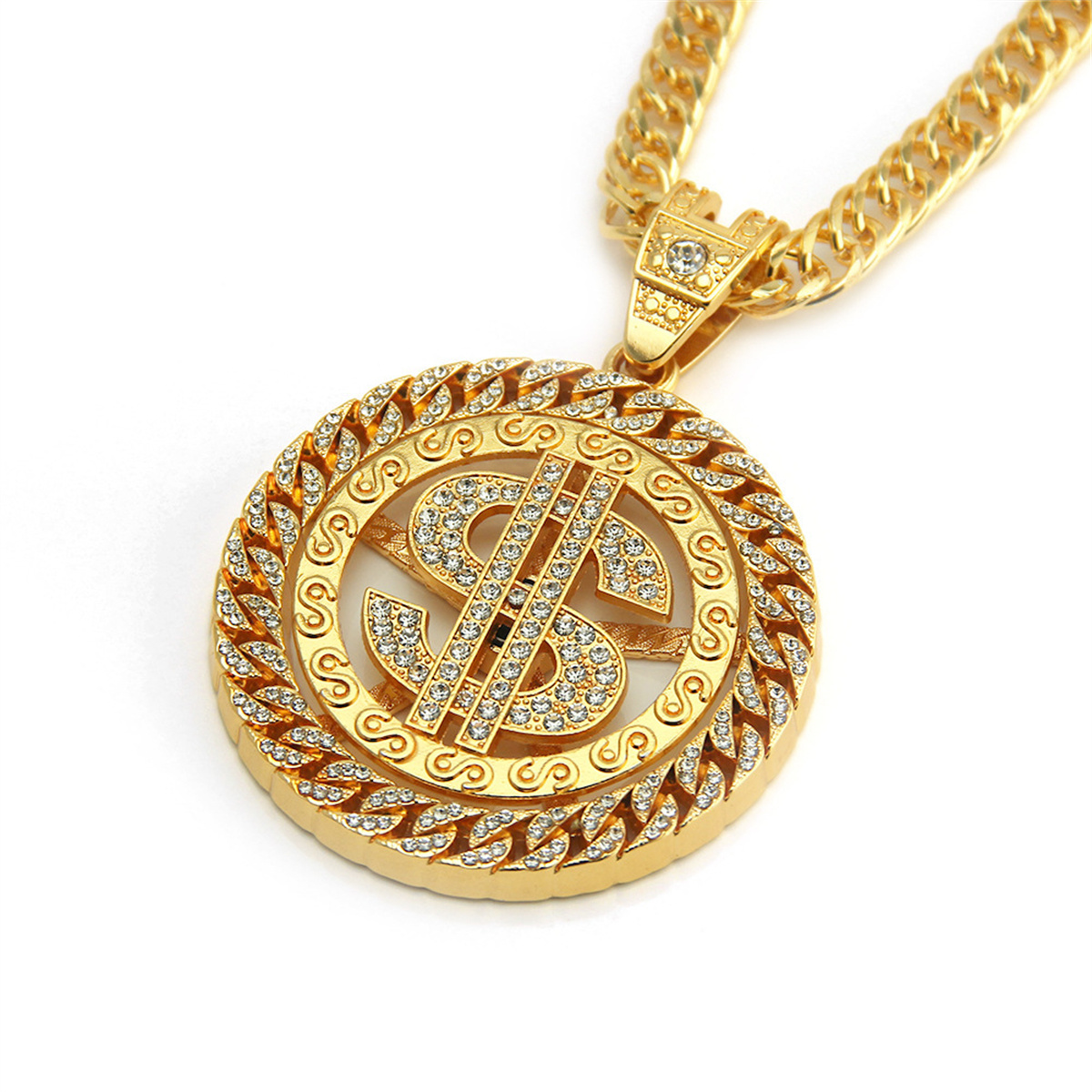 Costume Gold Chain for Men Hip Hop Diamond Dollar Pendant Necklace
