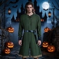 thumbnail image 1 of Costume Historical, Viking Tunic, Medieval Tunic Robe, Belt Bracers Viking, Medieval Tunic Robe With Belt and Bracers Viking Renaissance Long Shirt Costume for Renaissance Fair, Green S, 1 of 8