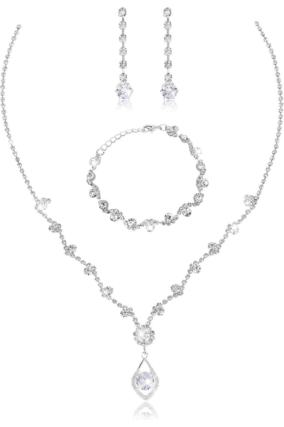 Costume Jewelry Sets for Women Prom Jewelry Sets for Brides Rhinestone Necklace for Women Homecoming Wedding[q910]