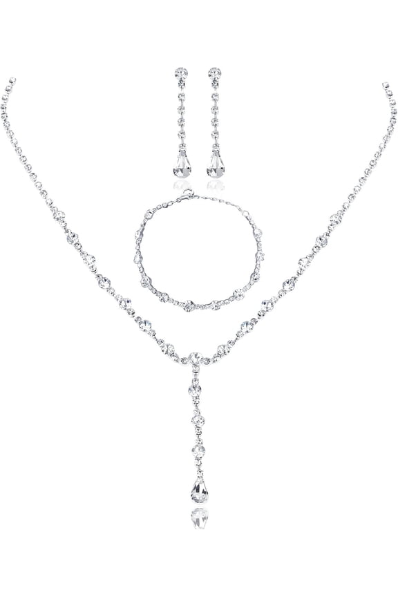 Costume Jewelry Sets for Women Prom Jewelry Sets for Brides Rhinestone Necklace for Women Homecoming Wedding[y182]