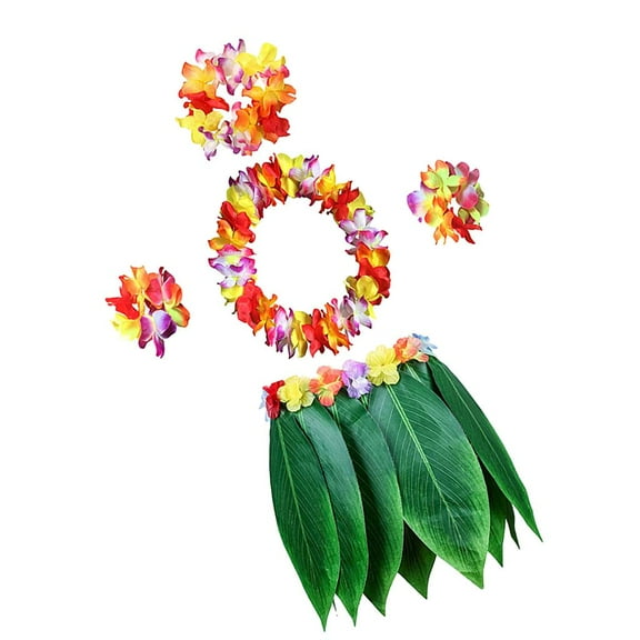 Costume, Leaf Skirt With Garland Flower, Tropical Dancing Supplies for