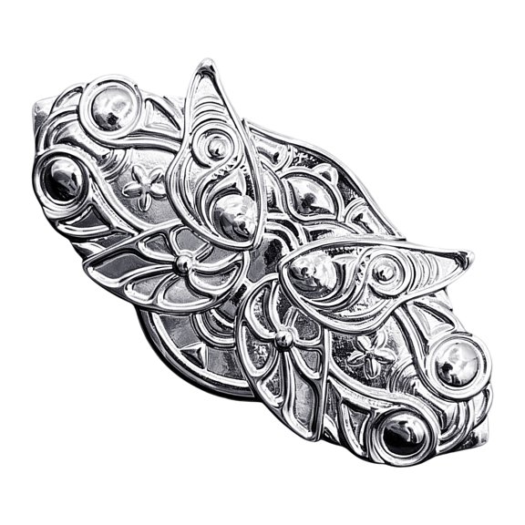 Costume Styling Hair Clip, Silver Tone Embossed Barrette for Decorative Updos, Alloy Hairpin, Event Ready Looks, Everyday Wear, 9.6 x 5 cm