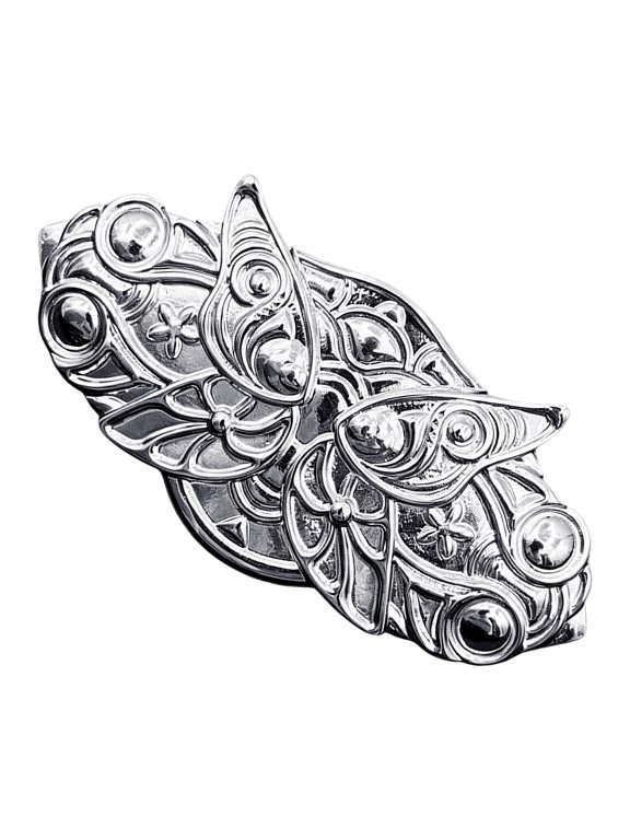 Costume Styling Hair Clip, Silver Tone Embossed Barrette for Decorative Updos, Alloy Hairpin, Event Ready Looks, Everyday Wear, 9.6 x 5 cm