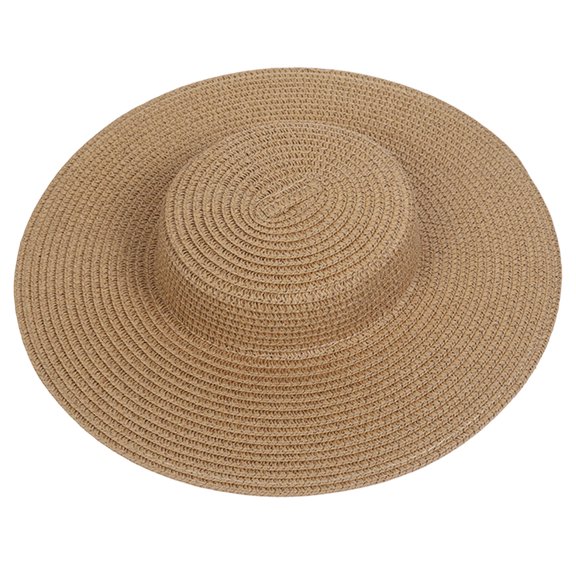 Costume Styling Hat Base with Woven Straw Construction, Plain Flat Top Wide Brim Form for Decoration Ideas