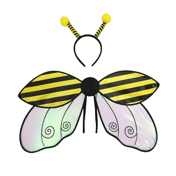 Costume Wings and Antenna Headband Set - Cute Bumblebee and Ladybug Dress-Up Accessories for Halloween, Birthday Parties, and Pretend Play