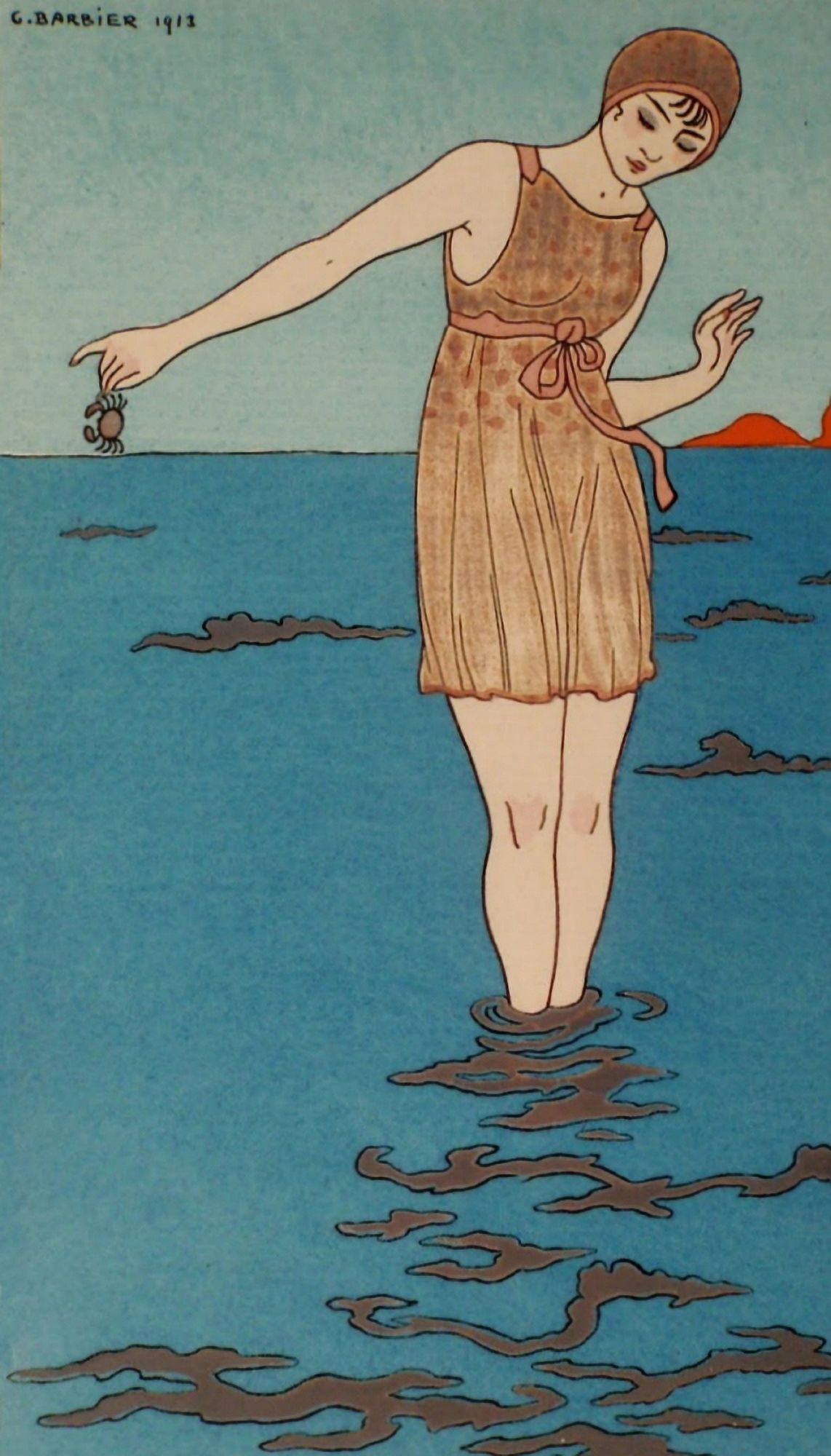 Costume de Bain 1918 Canvas Art - George Barbier (24 x 36)