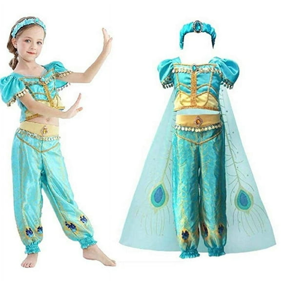 Costume for Girls Princess Dress Up Cosplay Peacock Outfit 4PCS