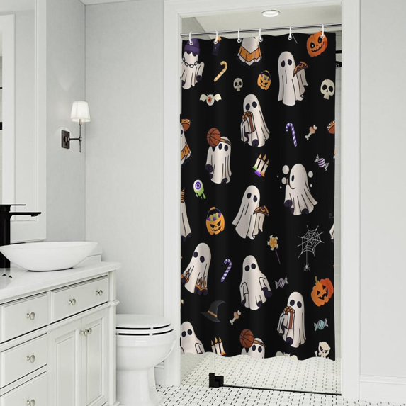 Costumed Ghost Halloween Pattern Shower Curtain 36"x72" ,Bathroom Decorative Shower Curtains Set with 12 Hooks,Modern Waterproof Washable Shower Curtain