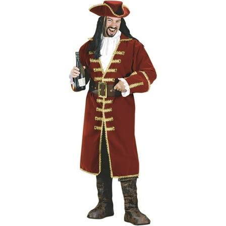 Costumes For All Occasions Captain Black Heart Pirate Men's Halloween Fancy-Dress Costume for Adult, One size