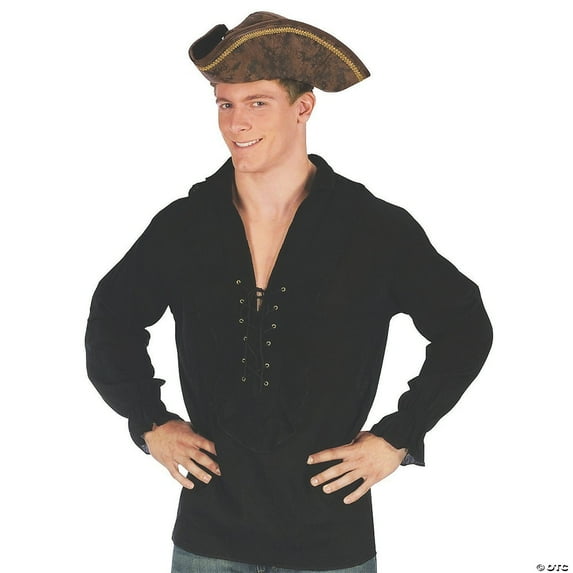 Adult's Mens Black Renaissance Peasant Pirate Shirt Costume One Size