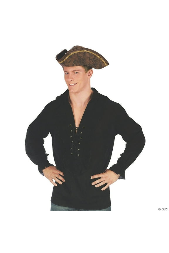 Adult's Mens Black Renaissance Peasant Pirate Shirt Costume One Size