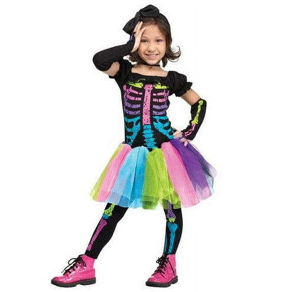 Costumes For All Occasions Funky Punky Bones Skeleton Girl's Halloween Fancy-Dress Costume for Toddler, 3T-4T