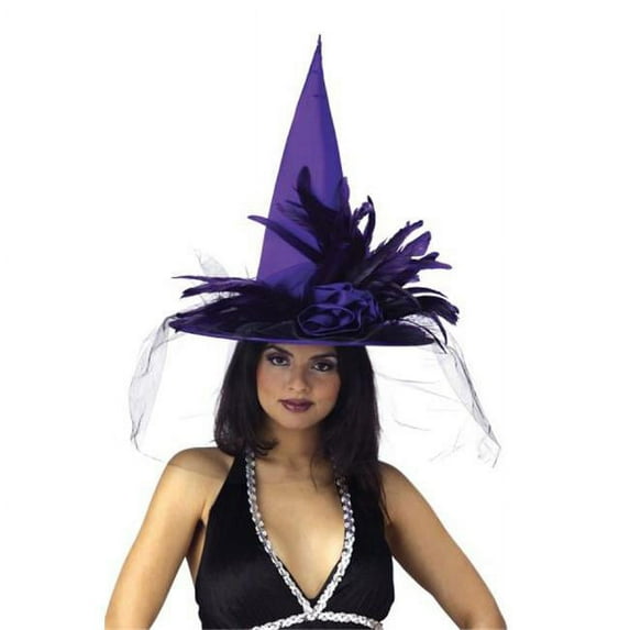 Costumes For All Occasions MR167066 Witch Hat Purple Satin W Feath
