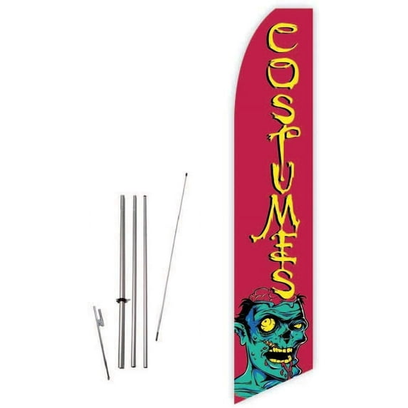 Costumes Red Super Novo Feather Flag - Complete with 15ft Pole Set and Ground Spike