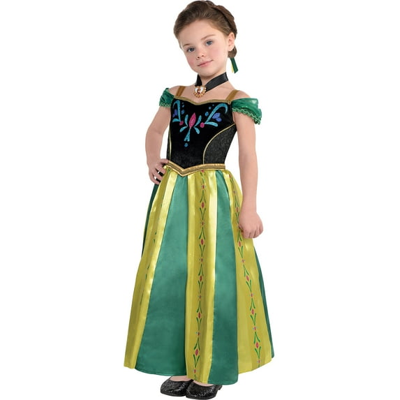 Costumes USA Frozen Anna Coronation Costume for Girls, Includes a Dress, a Hair Comb, and a Necklace
