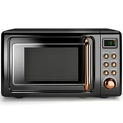 Costway 0.7Cu.ft Retro Countertop Microwave Oven 700W LED Display Glass Turntable Rose Gold