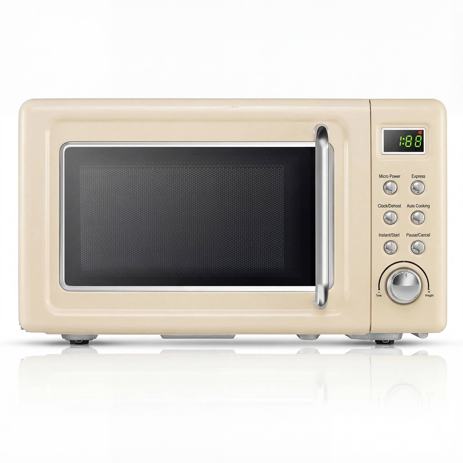 Costway 0.7 Cu.ft Retro Countertop Microwave Oven 700W LED Display Glass Turntable Off-White