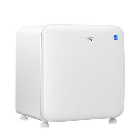 Costway - 1.6 Cubic Feet Compact Refrigerator Reversible Door Mini Fridge - White
