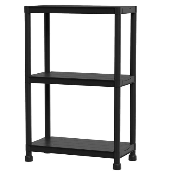 Costway 1 PCS 3-Tier Heavy-Duty Plastic Storage Shelves, Freestanding Garage Shelving Unit Black