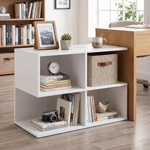 Costway 1 PCS 3-Tier Side Table, S-Shaped End Table with 4 Open Cubes for Living Room, Bedroom