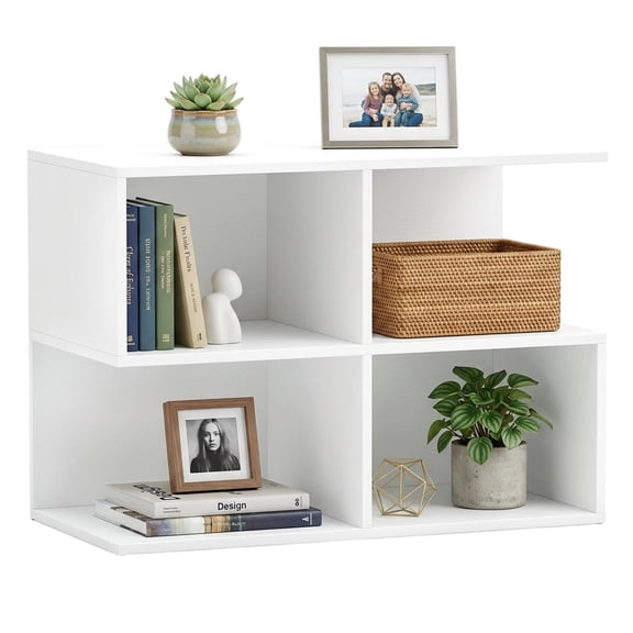 Costway 1 PCS 3-Tier Side Table, S-Shaped End Table with 4 Open Cubes for Living Room, Bedroom