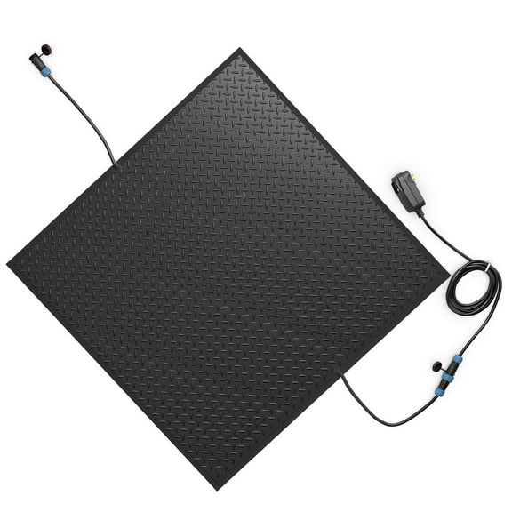 Costway 1 PCS 30" x 30" Heated Snow Melting Mat with 3 in/h Speed Non-Slip Rubber for Walkway Power Cord Included