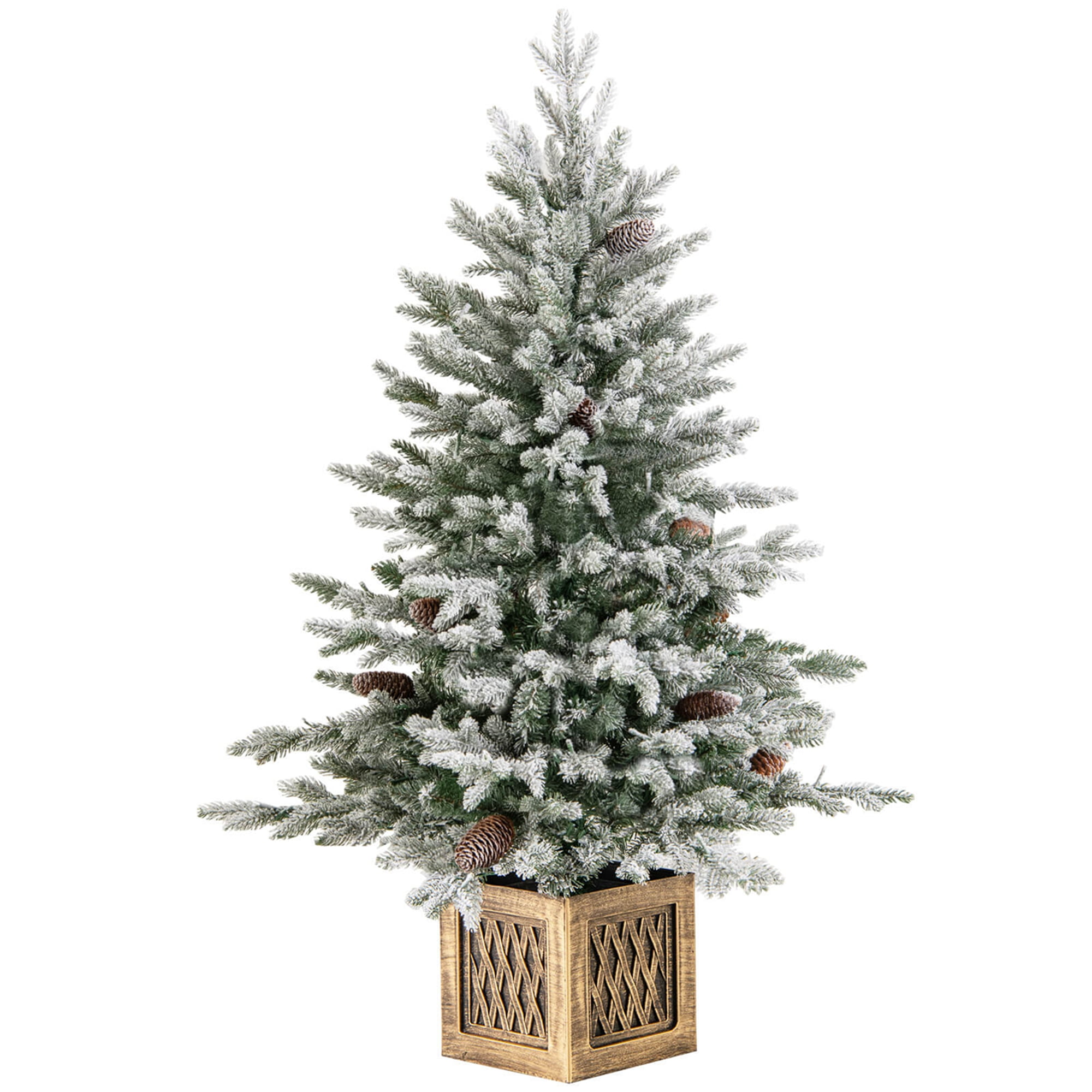 Costway 1 PCS 4 FT Artificial Xmas Tree Flocked Christmas Tree with 231