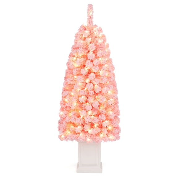 Costway 1 PCS 4 FT Artificial Xmas Tree with 224/308 Full Branch Tips, 100/130 Warm White LED Lights