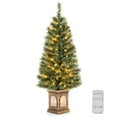 thumbnail image 1 of Costway 1 PCS 4 FT Pre-Lit Potted Christmas Tree Pine Needles 3 Dynamic Modes Remote Control, 1 of 10