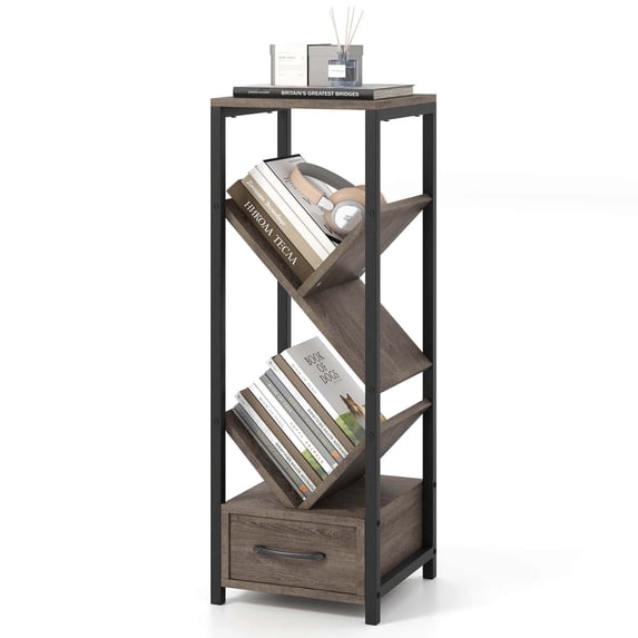 Costway 1 PCS 4 Tier Floor Standing Storage Organizer with Drawer Anti-Tipping Kits & Metal Frame