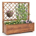 thumbnail image 1 of Costway 1 PCS 40" Tall Wooden Raised Garden Bed with Lattice Trellis for Climbing Vine Flower Orange, 1 of 9