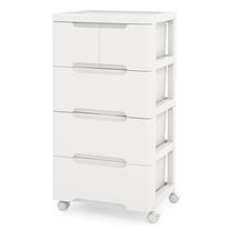 Costway 1 PCS 5-Drawer Plastic Rolling Storage Cart with 4 Universal Wheels Dresser Cabinet