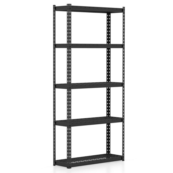 Costway 1 PCS 5-Tier Heavy Duty Storage Shelf Storage Utility Rack Shelf with Anti-tipping Device Black