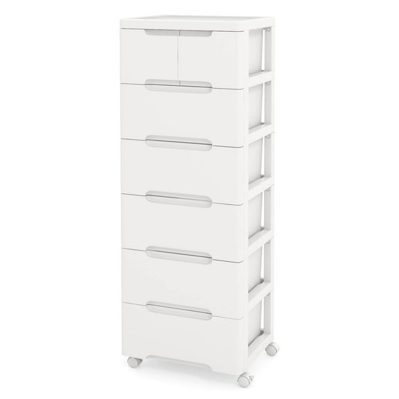 Costway 1 PCS 7-Drawer Plastic Rolling Storage Cart with 4 Universal Wheels Dresser Cabinet